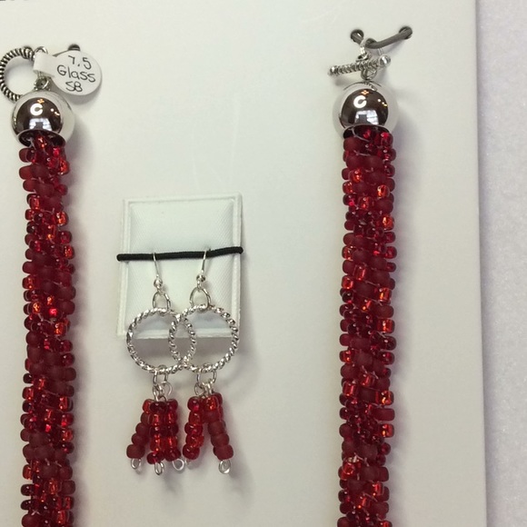 FINAL SALE PRICE Shiny Red Lia Rosa Designs Jewelry Set - Picture 2 of 5